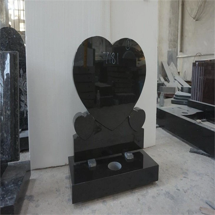 Black granite headstone for UK