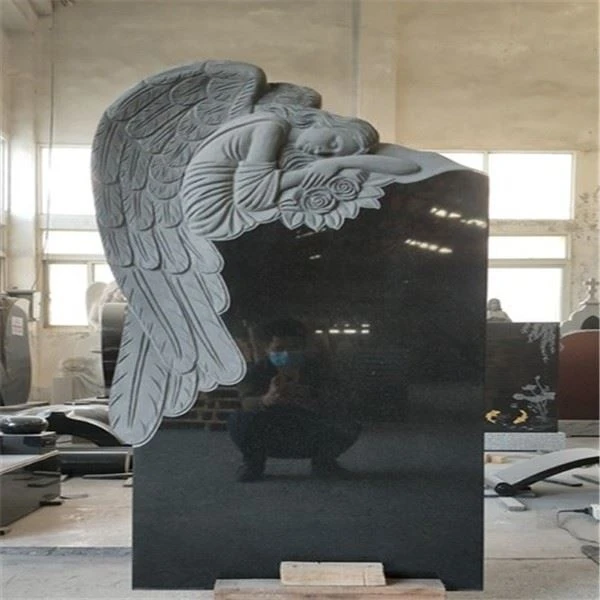 black granite double headstones